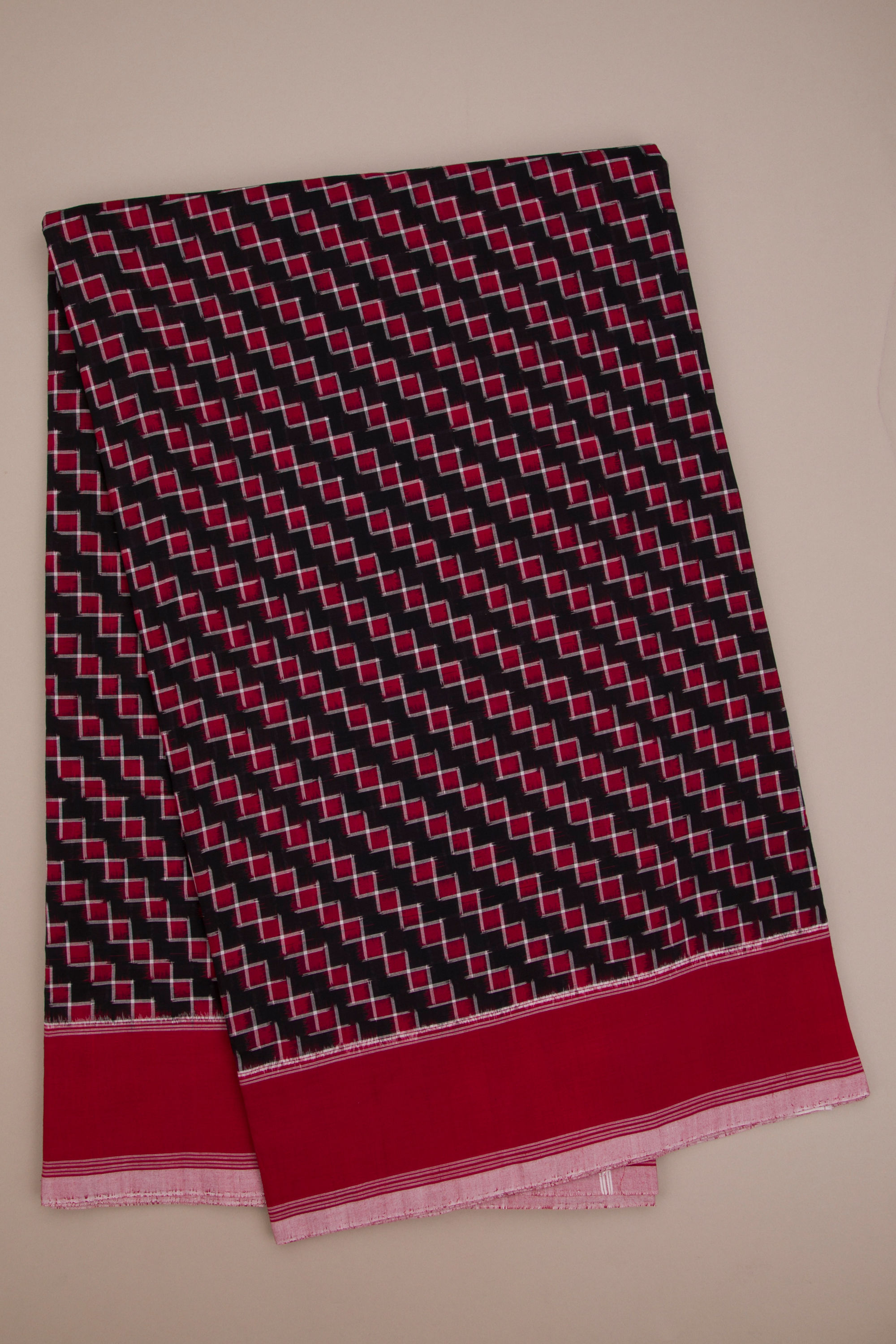 Telia Rumal, cotton - Black, red and white squares
