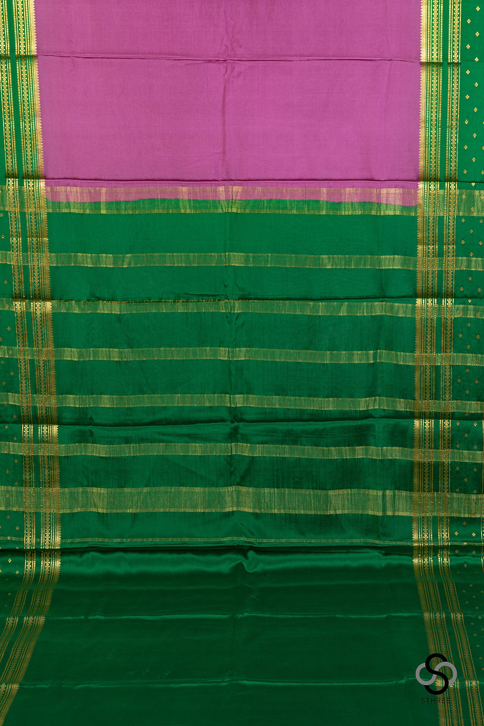 Thumbnail: Mysore silk - Bentex butta border - Lavender with Green
