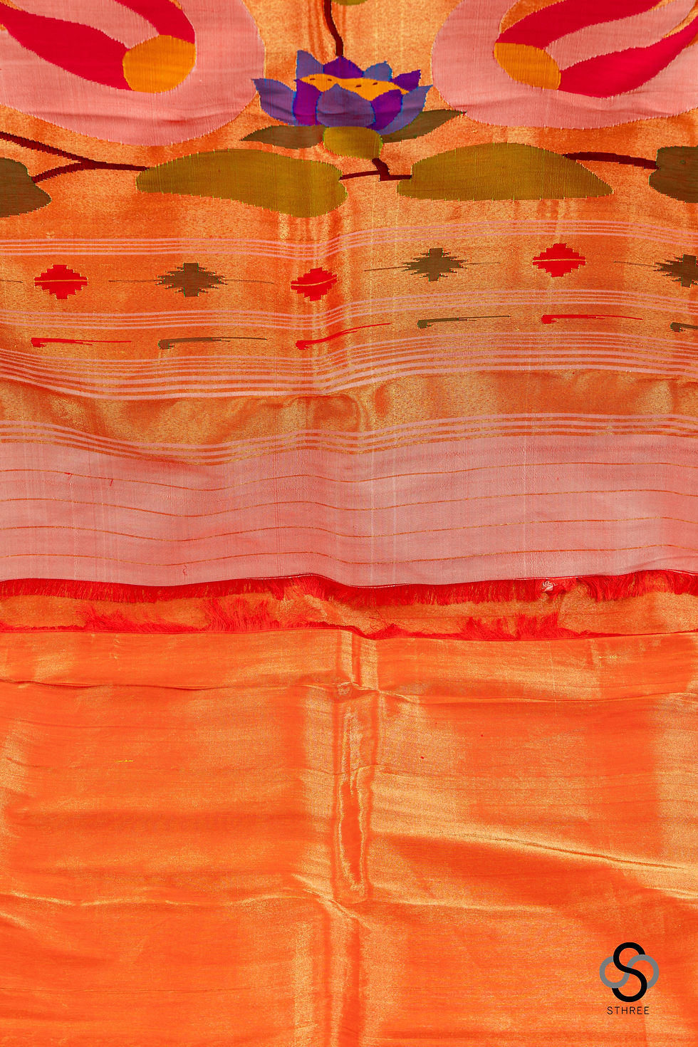 Thumbnail: Paithani silk - Srichurnam Orange - PS22