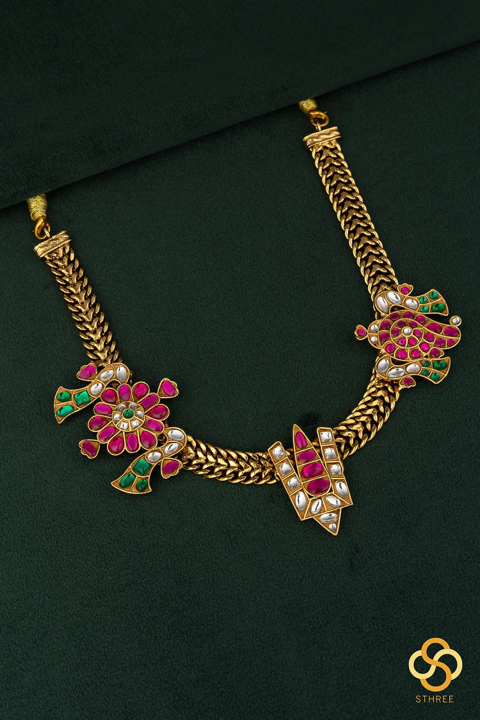 Thumbnail: Shanku Chakram Necklace - White with Kemp red