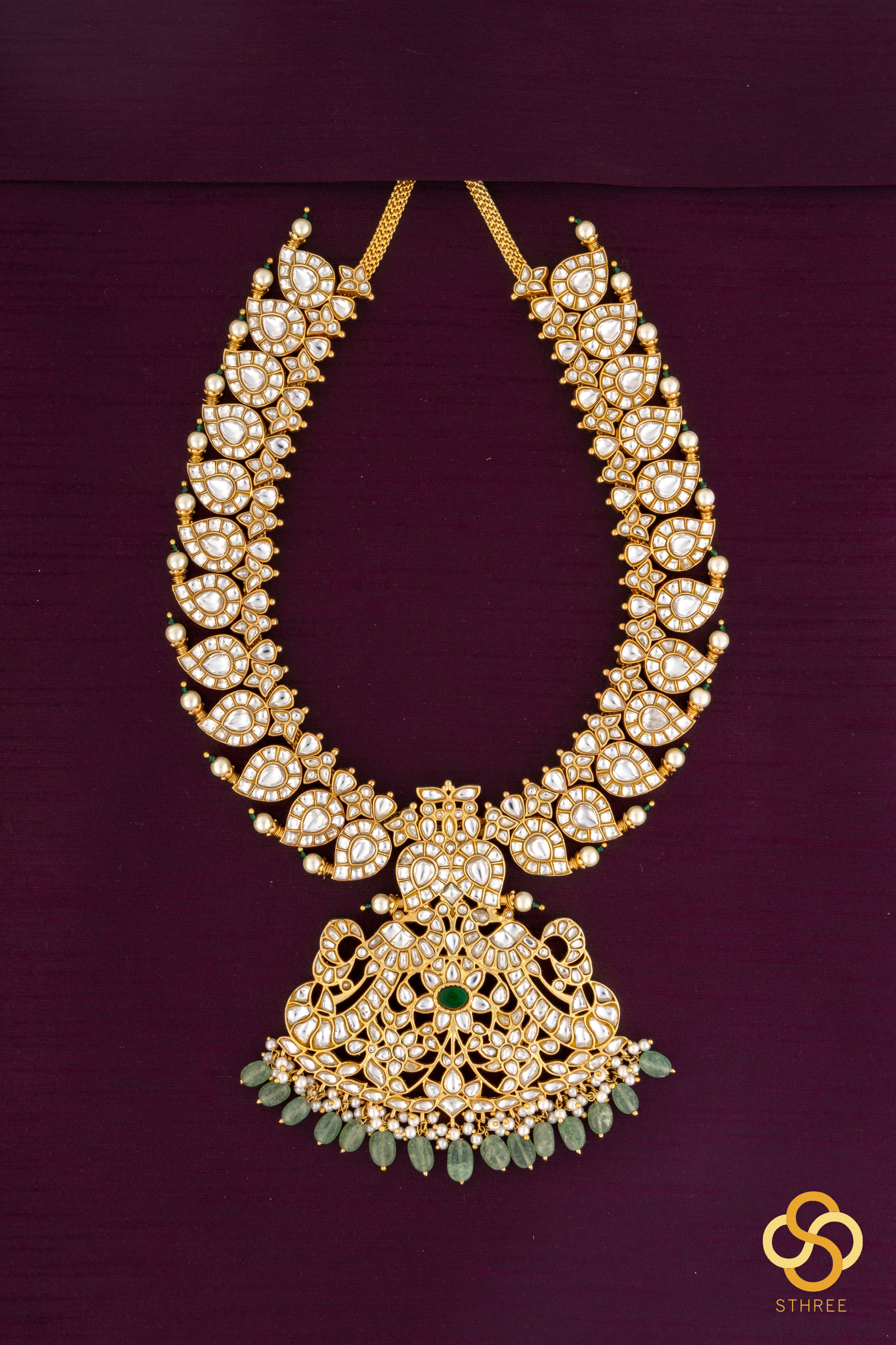 Jadau Kundan Mango Malai - All white