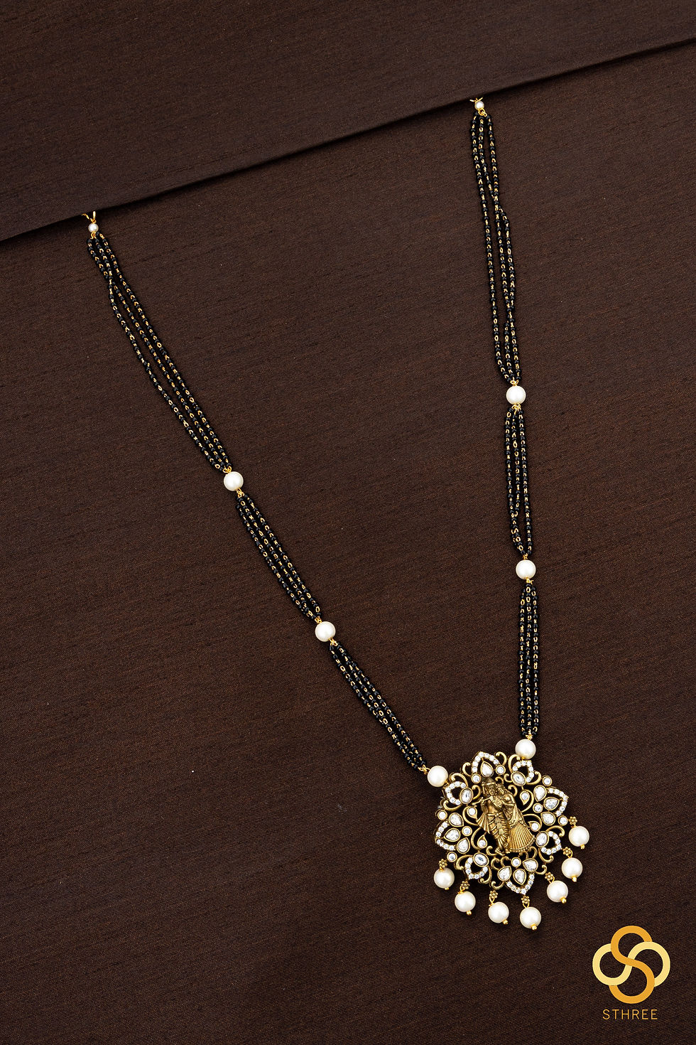 Thumbnail: Karugamani with Krishna & Radha  pendant