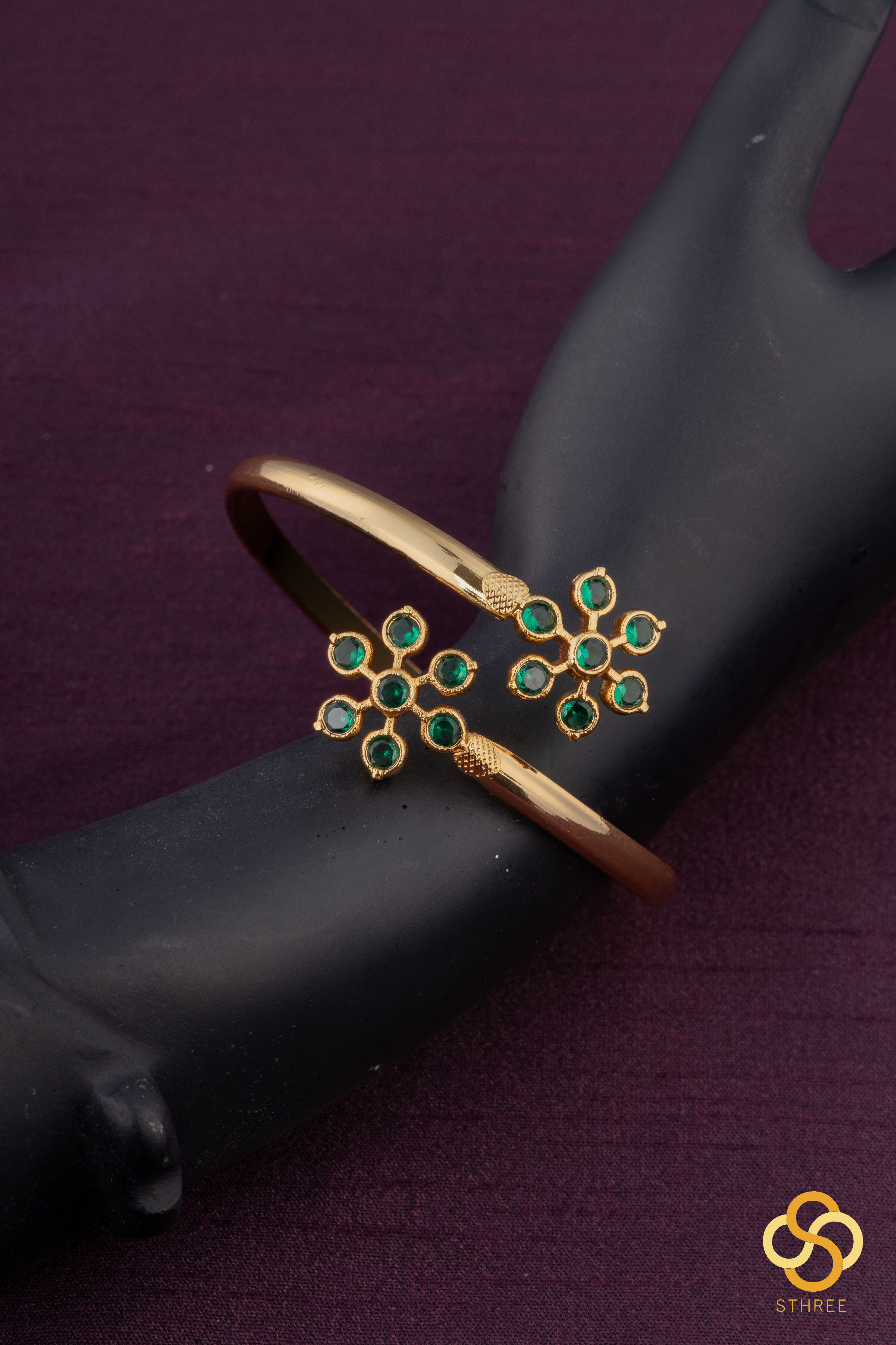 Aympon kada -  Seven stone , Emerald Green