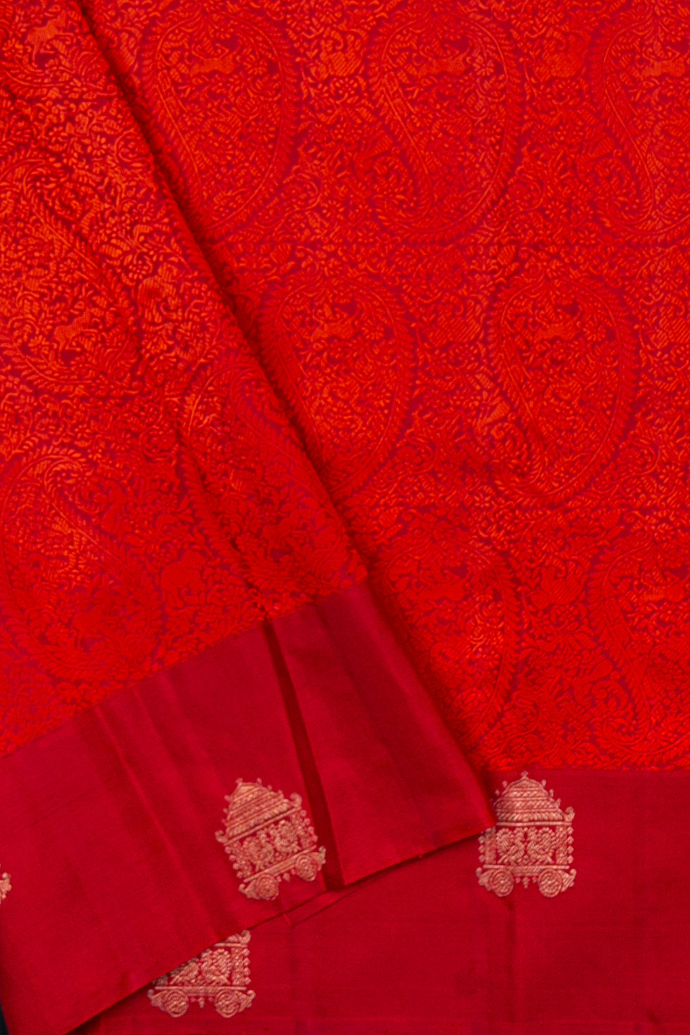 Thumbnail: Threadwork Kanjivaram - Orange and Red