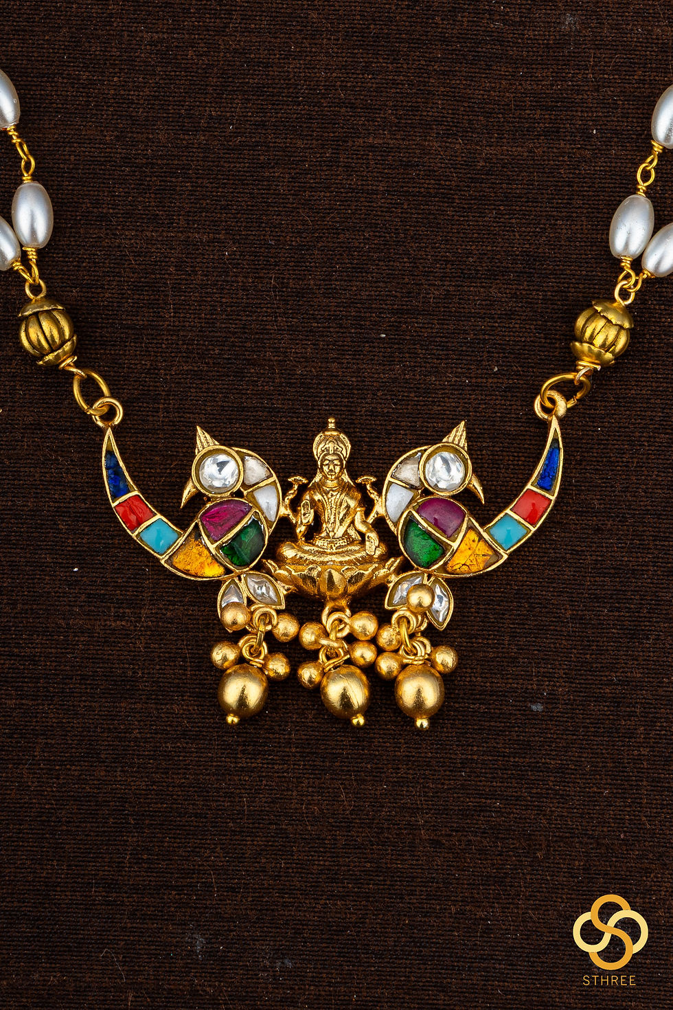 Thumbnail: Pearls with Double kili pendant - Navarathna