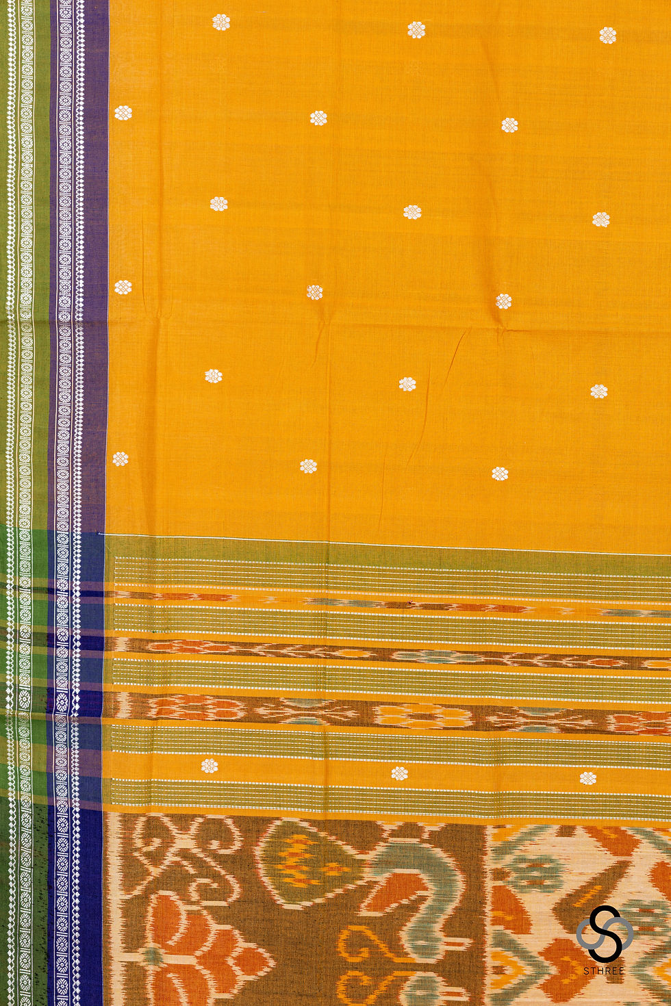 Thumbnail: Orissa cotton - Ikat pallu, Mustard