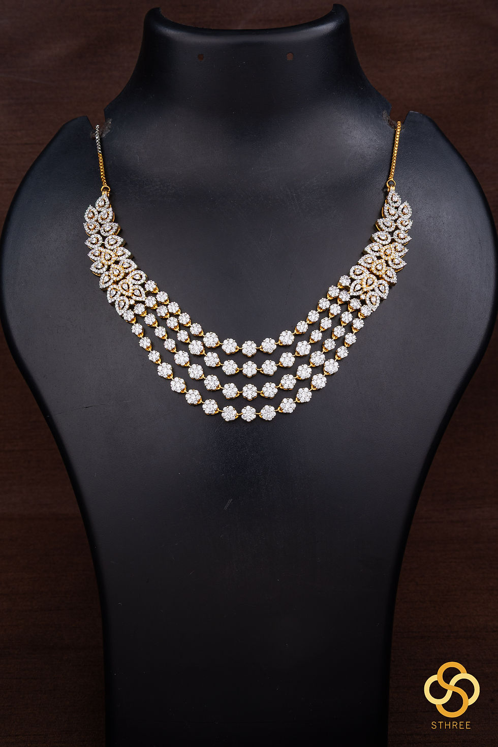Thumbnail: Diamond pattern necklace set - Four liner