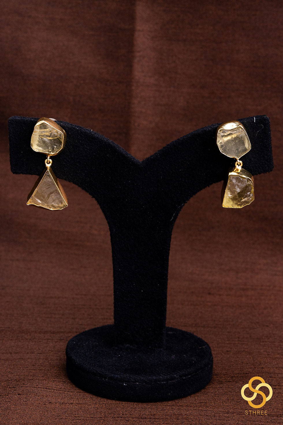 Thumbnail: Druzy Raw stone necklace - Citrine yellow with blue