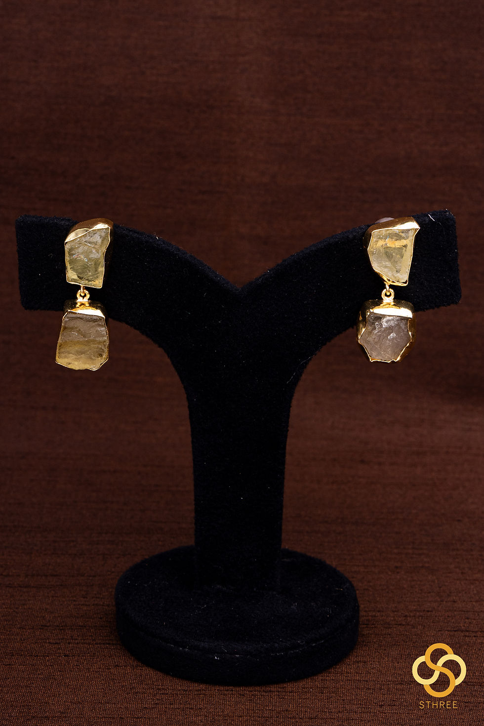 Thumbnail: Druzy Raw stone necklace - Citrine yellow with Emerald green