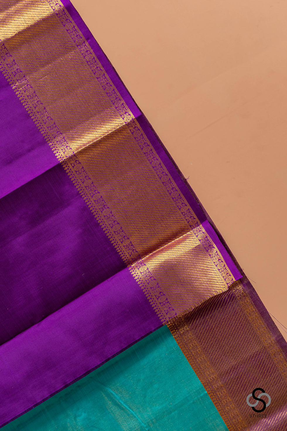 Thumbnail: Tissue Kanjivaram - Ramar green with dark purple