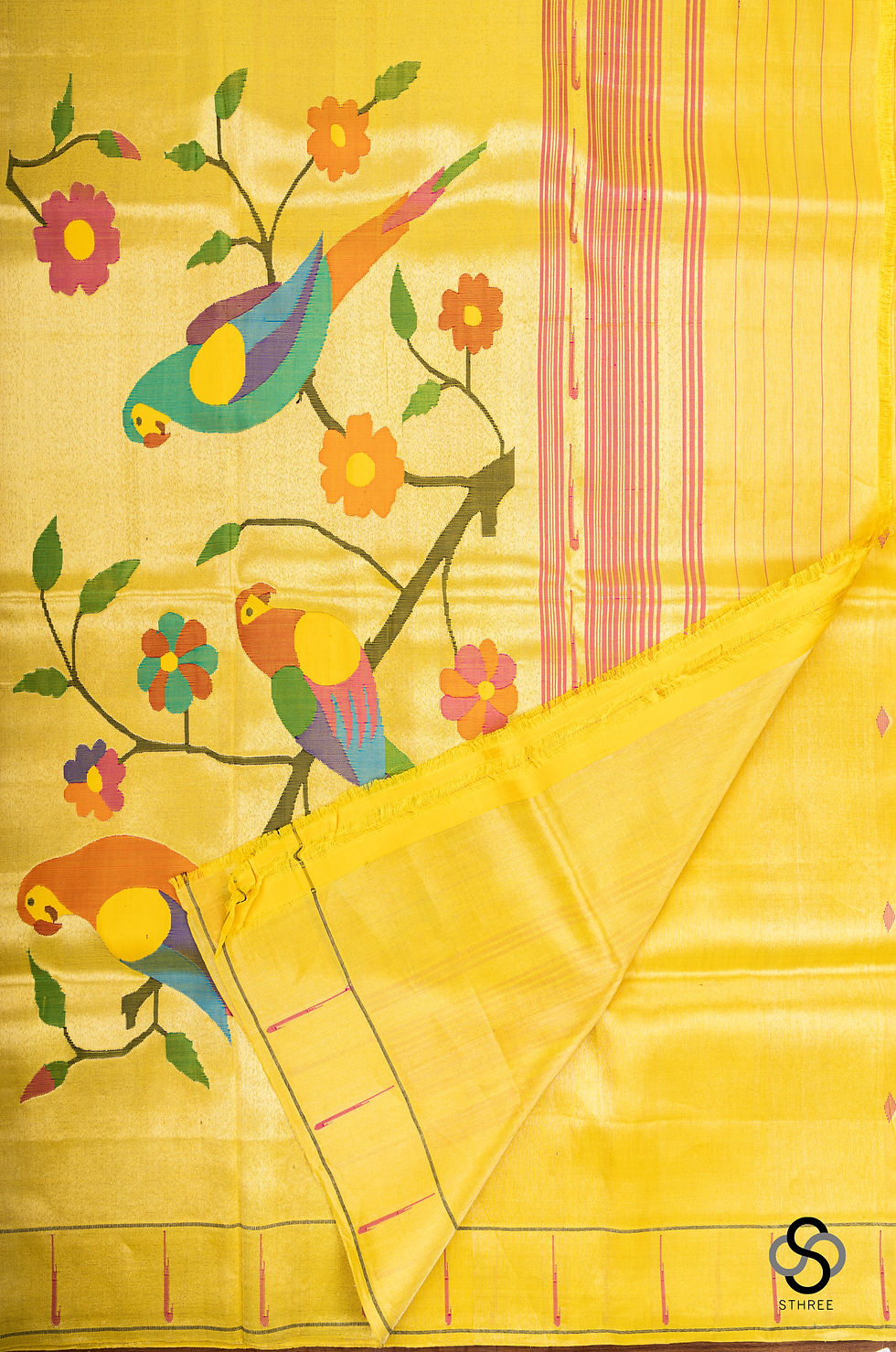 Thumbnail: Paithani silk - Yellow and Gold - PS5