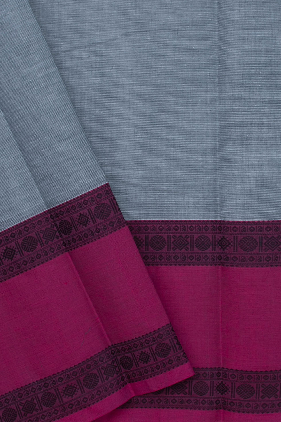 Thumbnail: Kanchi Cotton Veldhari - Grey with Ganga Jamuna Border
