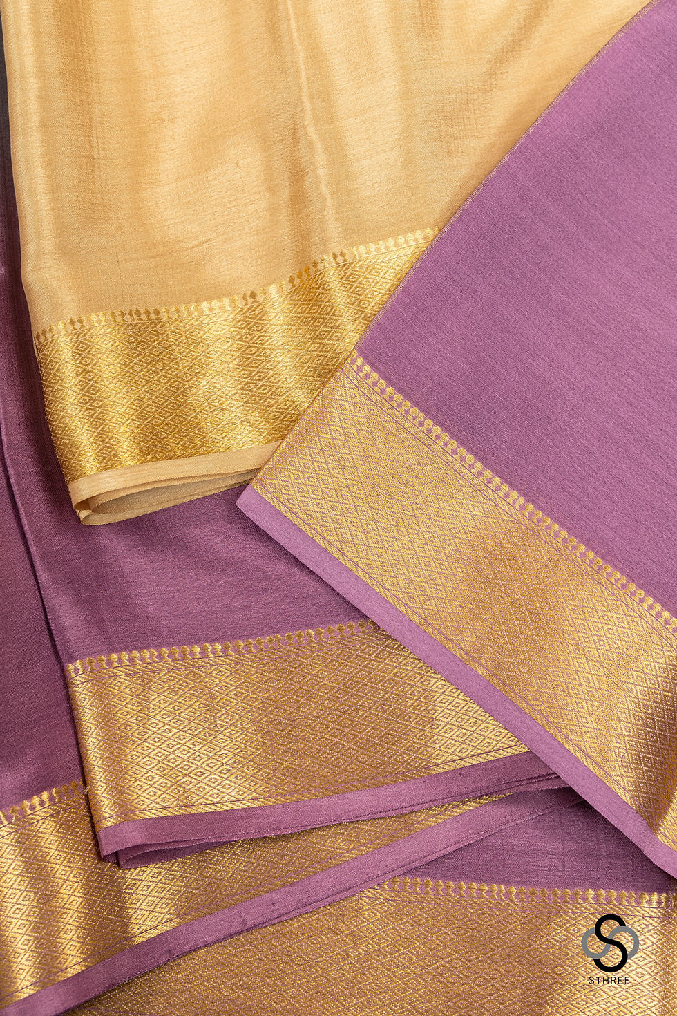 Thumbnail: Brush-dyed Mysore crepe silk - Mauve colour and grey