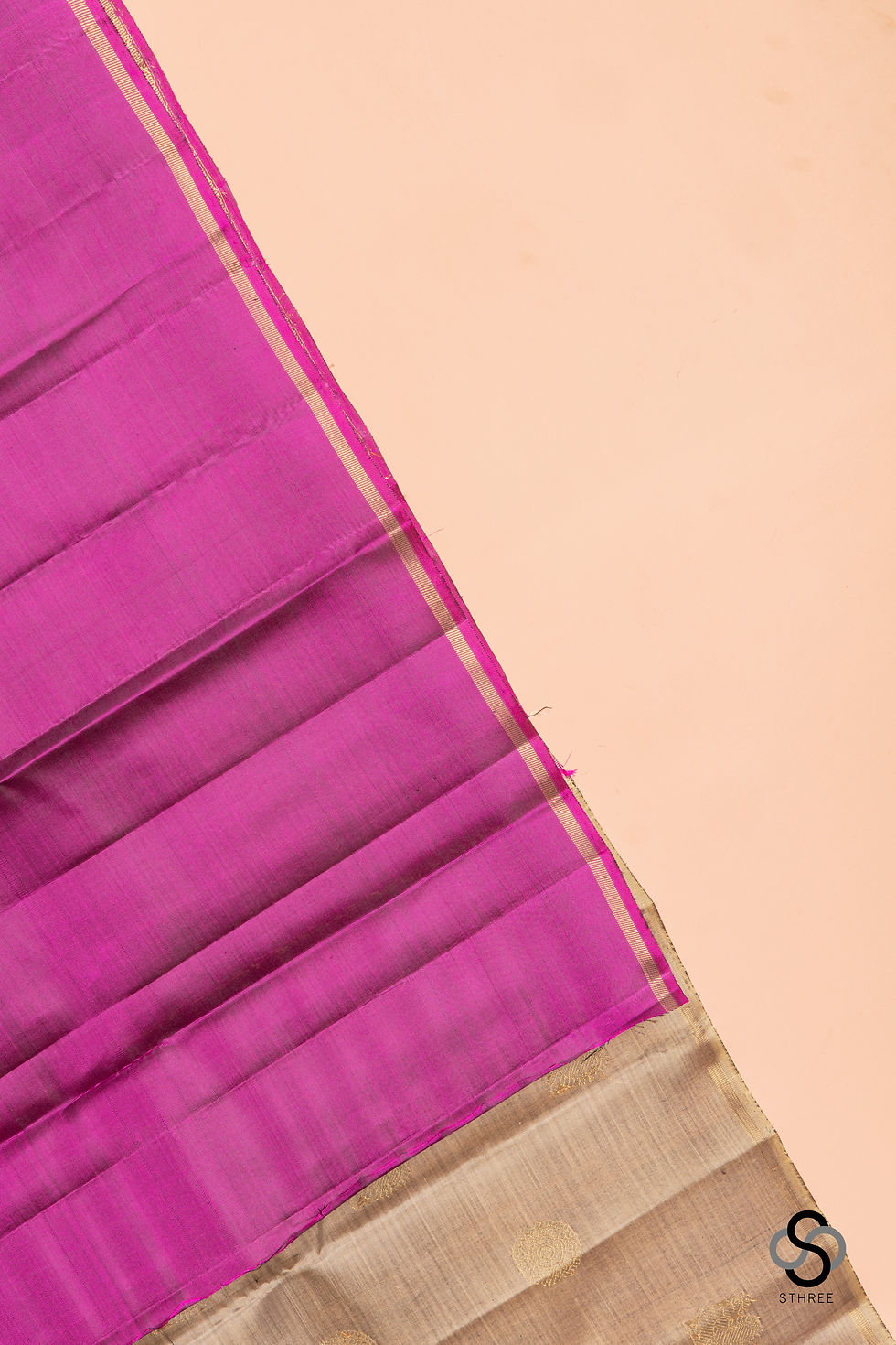 Thumbnail: Borderless Kanjivaram -  Grey and Jamun