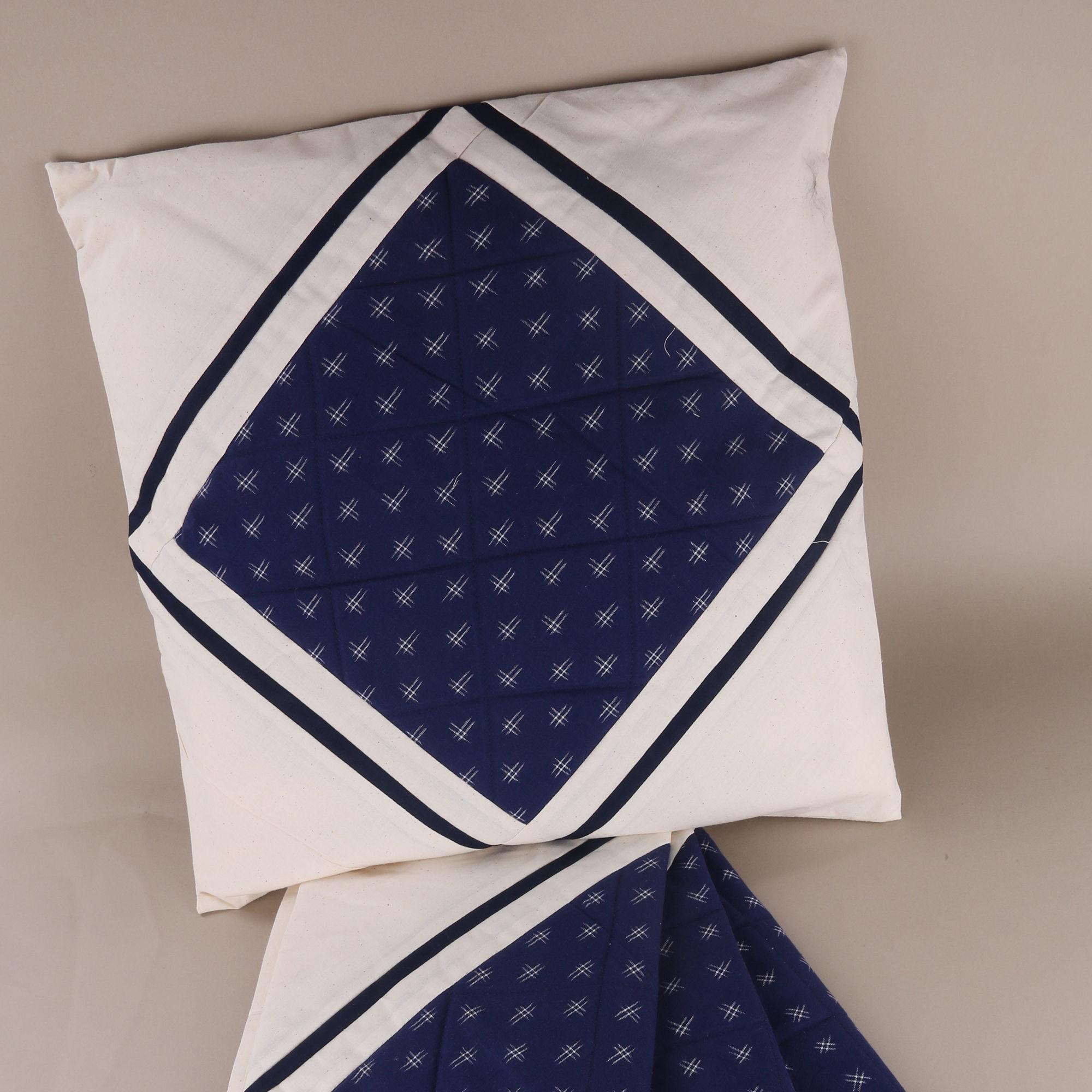 Ikat Cushion covers - Set of 2 - Indigo blue stars