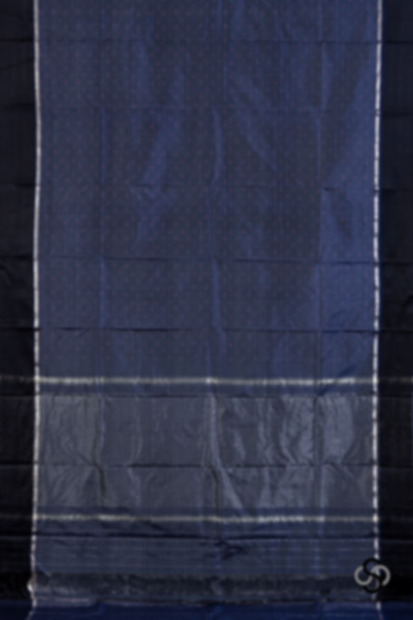 Mulberry Silk Ikat  - Deep blue stripes with Satin border