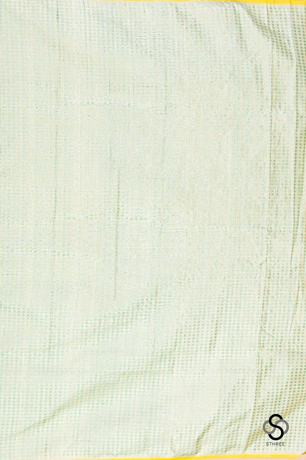 Thumbnail: Jamdani Silk - Pastel green with mustard selvedge