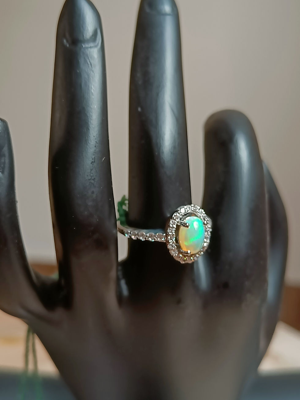 Thumbnail: Opal and Zircon finger rings - Pure silver, Size 15