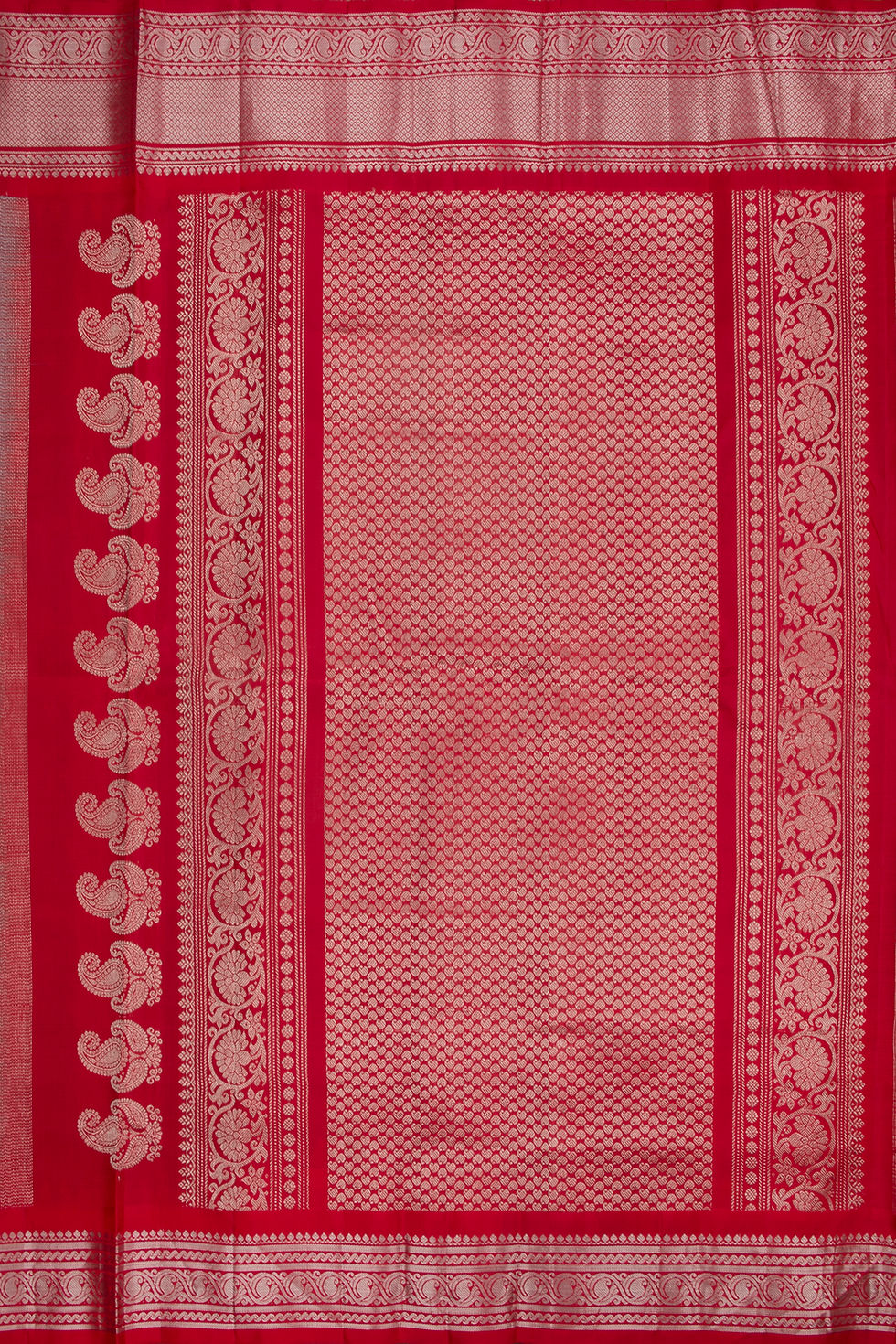 Thumbnail: Silk  Gadwal -  Green Checks with Red Border