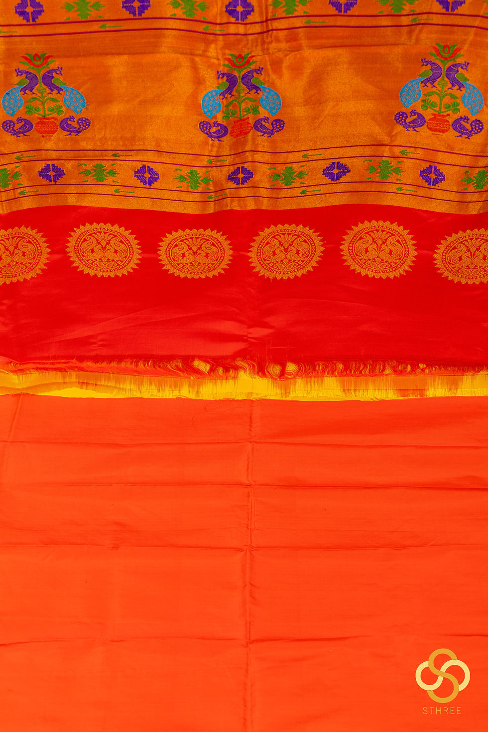 Thumbnail: Silk Gadwal with paithani pallu - Yellow with Red