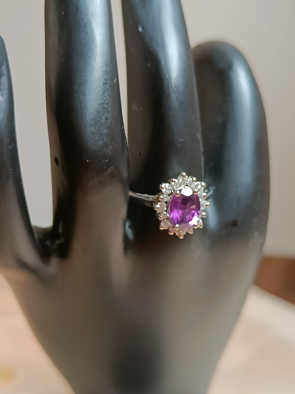 Thumbnail: Amethyst and Zircon finger rings - Pure silver - Size 15
