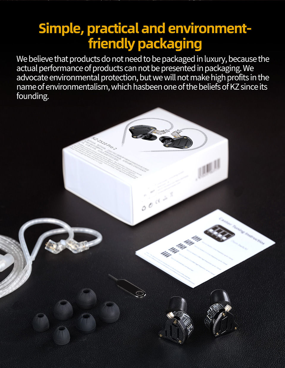 Miniatura: Fone intra-auricular KZ ZS10 Pro 2 em metal, alta fidelidade, com 4 níveis