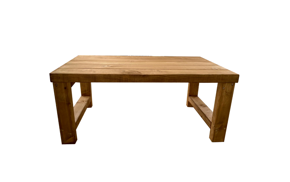 Rustic Coffee Table Solid Chunky Pine Wooden Living Room Table 80cm Length