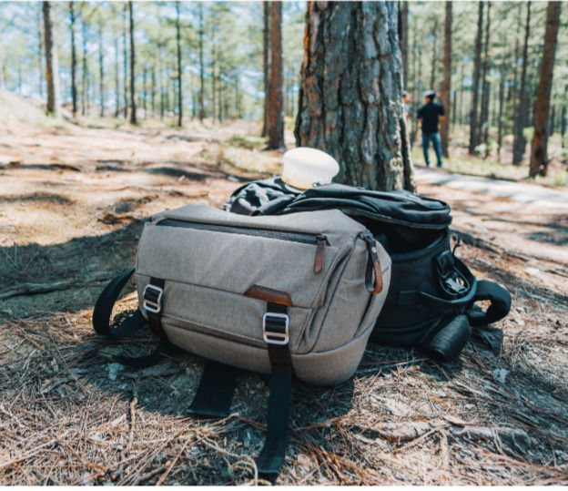 2 duffel bags outside