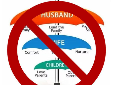 The Biblical order of the family umbrella graphic crossed out. 