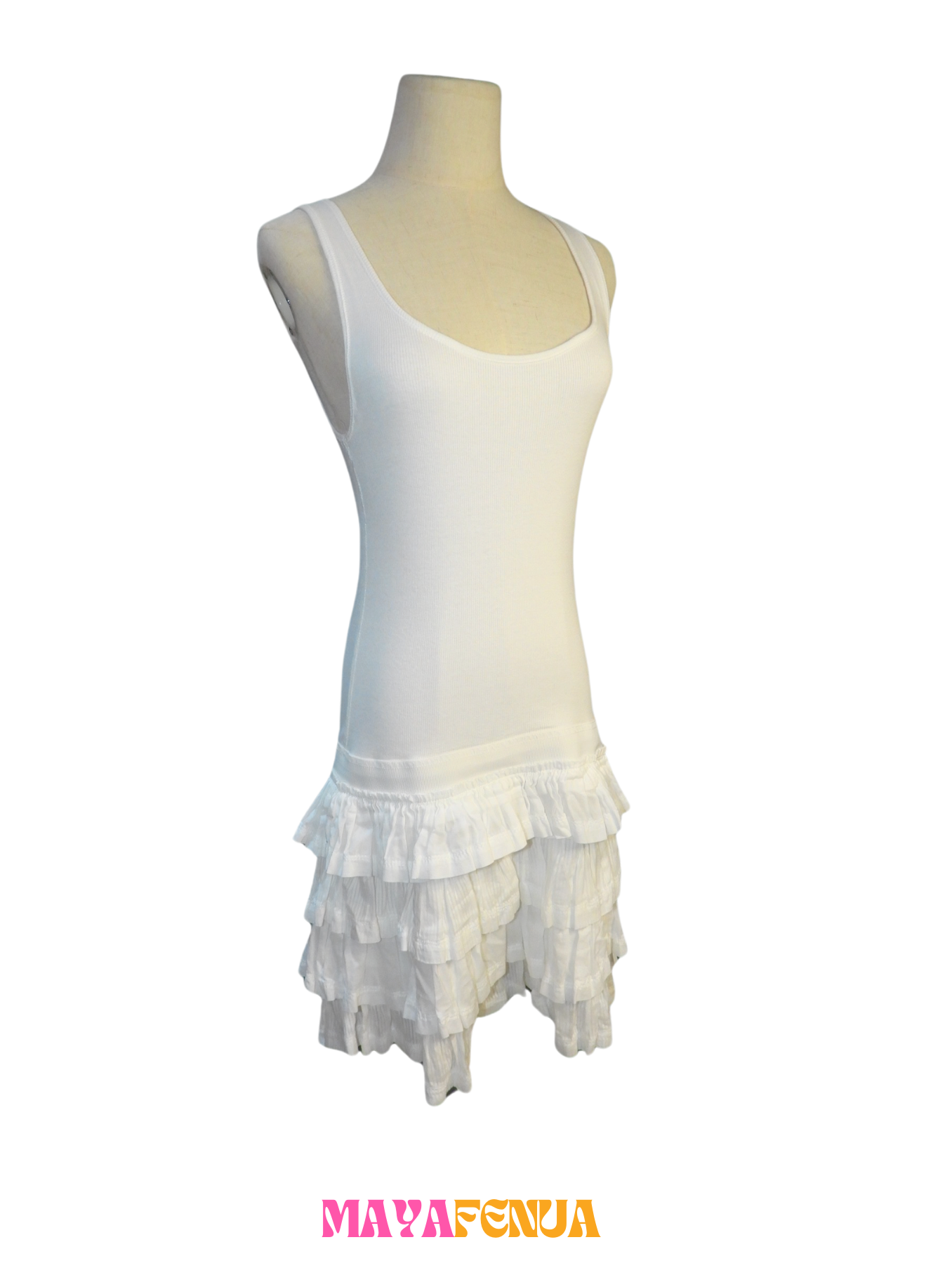 ROBE BLANCHE À VOLANS (MINI TACHE TRES PEU VISIBLE) - SUPERDRY - M