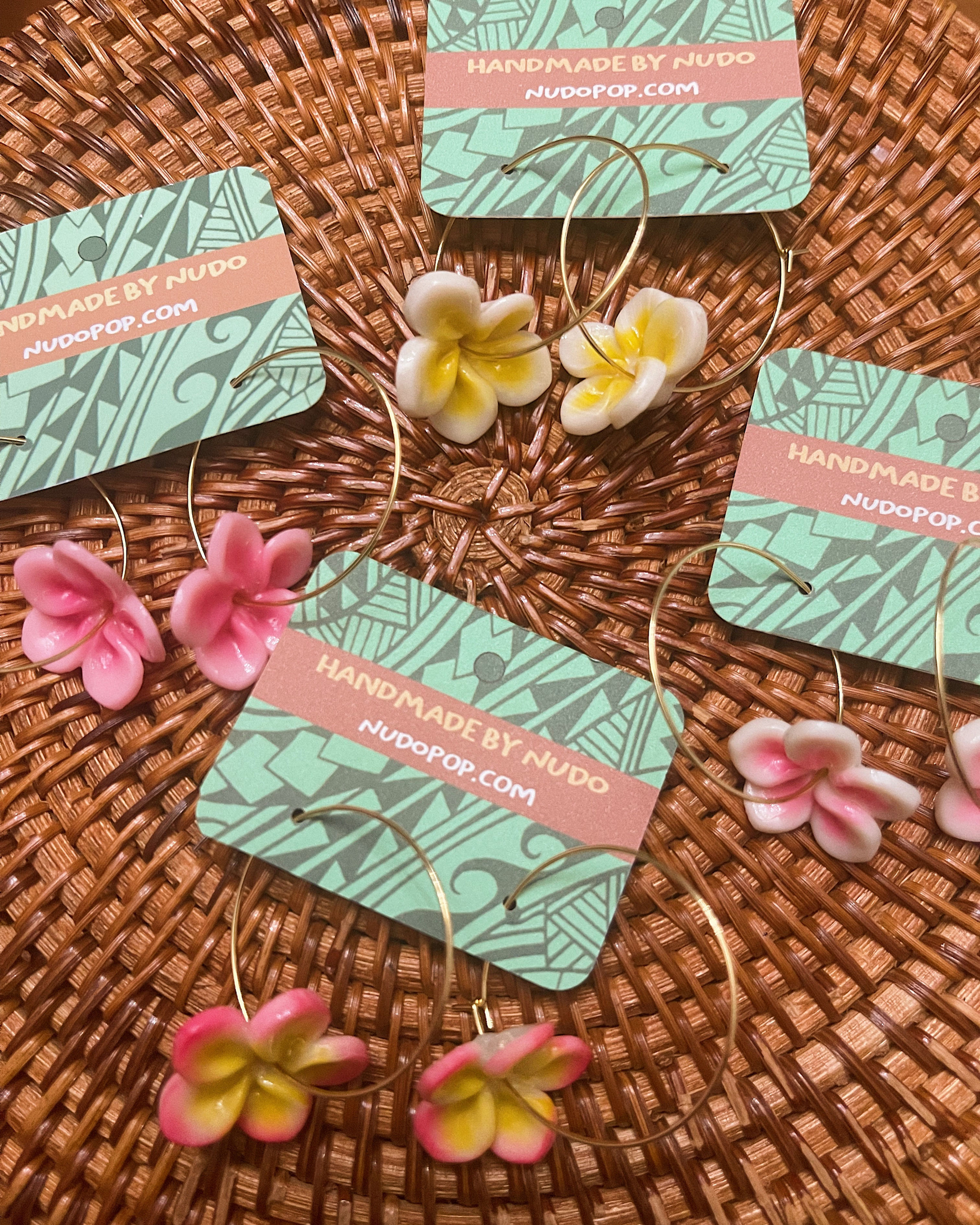 Mini Plumeria Hoop Earrings