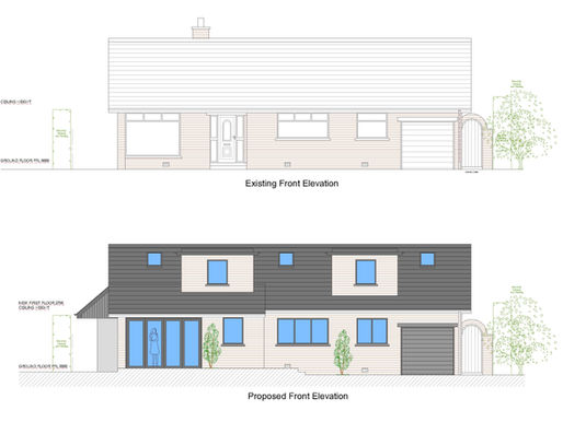 Existing and Proposed Front Elevations