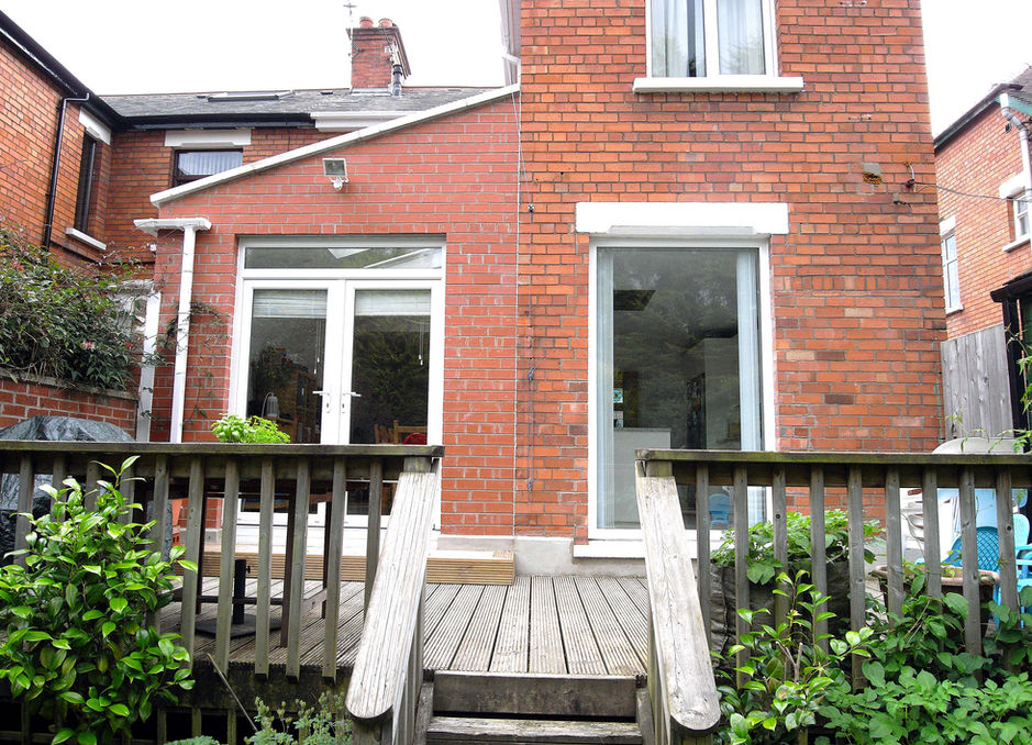 Rear extension in brick along Cabin Hill Park, Belfast.