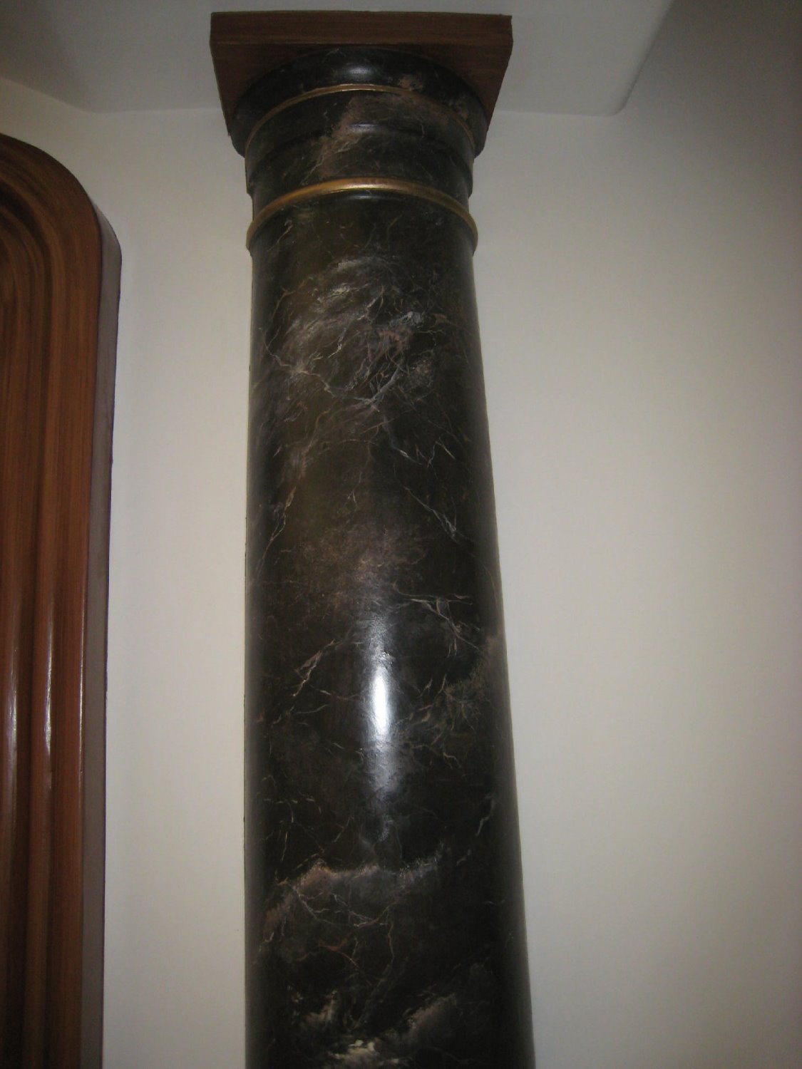 Faux black marble.