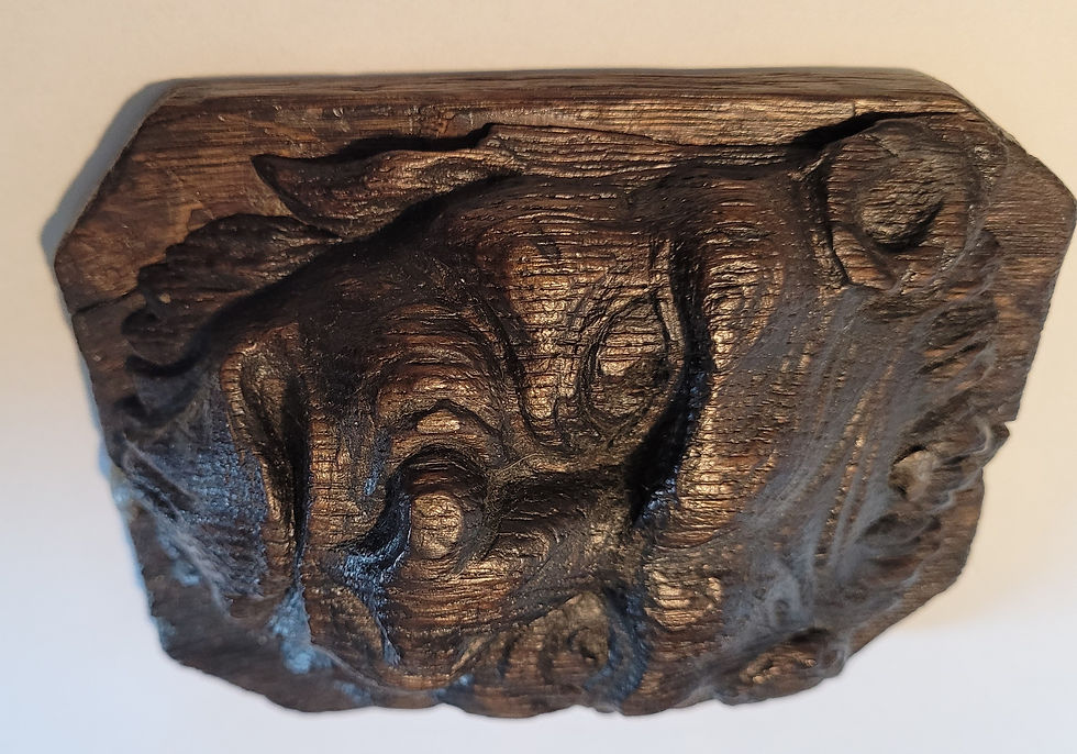 Miniatura: Maszkaron  drewno - płaskorzeźba