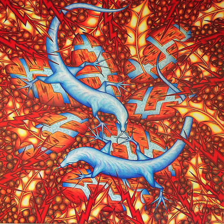 jim wilson - artwork - drawing - once upon a time, the lava lizards