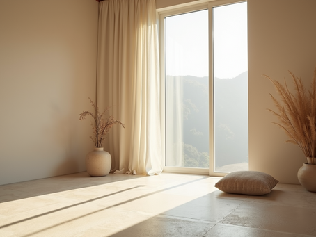 Eye-level view of a quiet meditation space