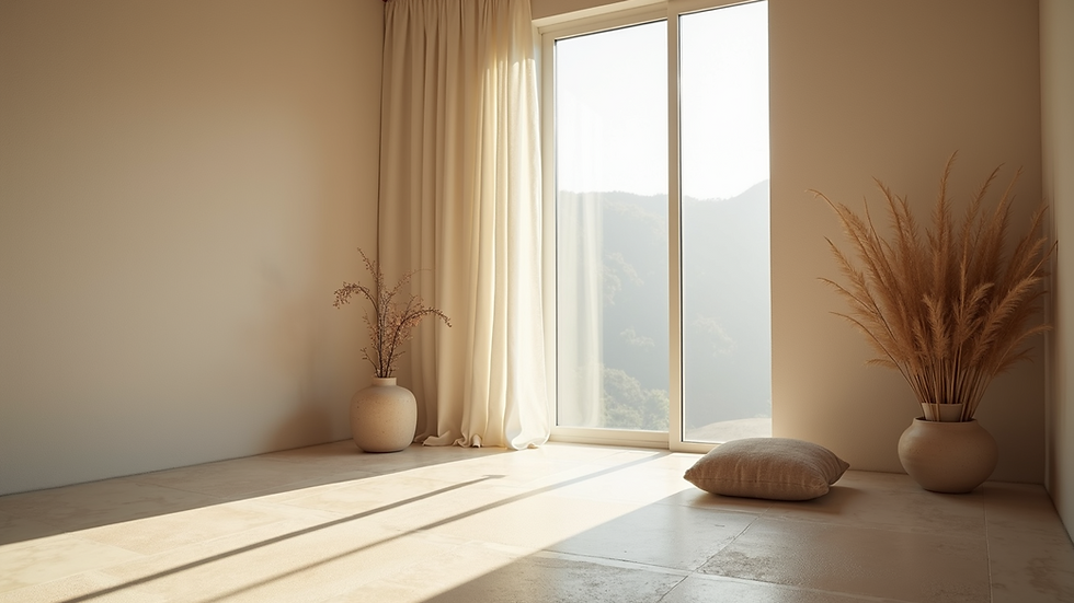 Eye-level view of a quiet meditation space