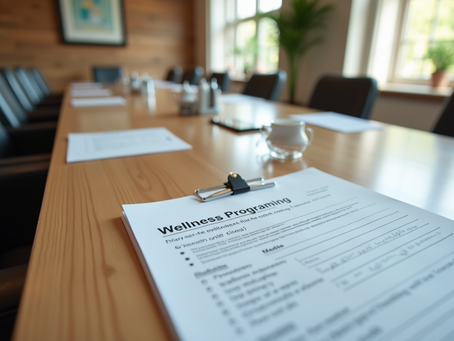 Meeting desk set for a corporate wellness meeting