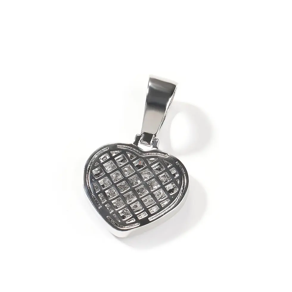 Thumbnail: Brass Heart Locket Pendant Cubic Zirconia Love Pendant Necklace with chain