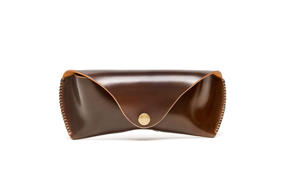 HORWEEN Shell Cordovan Glasses Case - DARK COGNAC