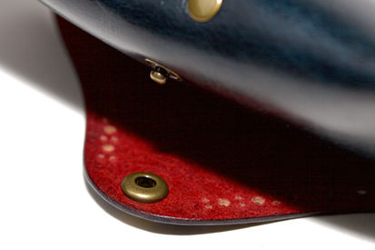 Gradational hand-dyed & brogue Wickett & Craig leather eyeglasses case.