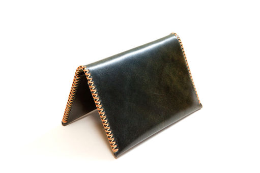 cross-hand-stitched Horween shell cordovan card case