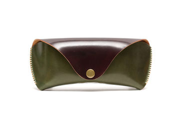 Horween shell cordovan eyglasses case in dark cognac and Kea