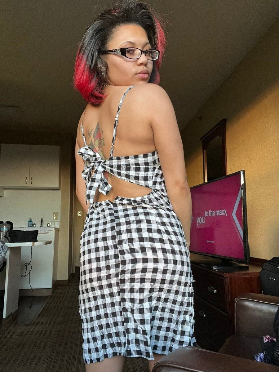 Thumbnail: Sexy QoS Dress for Queen of Spades, Black White Checker Board with Purple Spades