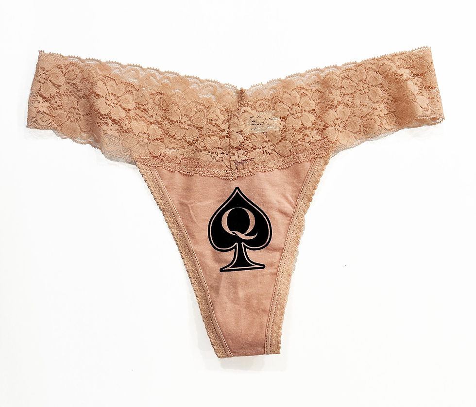 Thumbnail: QoS Cotton Lace Thong Panty | Queen of Spades Lingerie | Hotwife Underwear | Lac