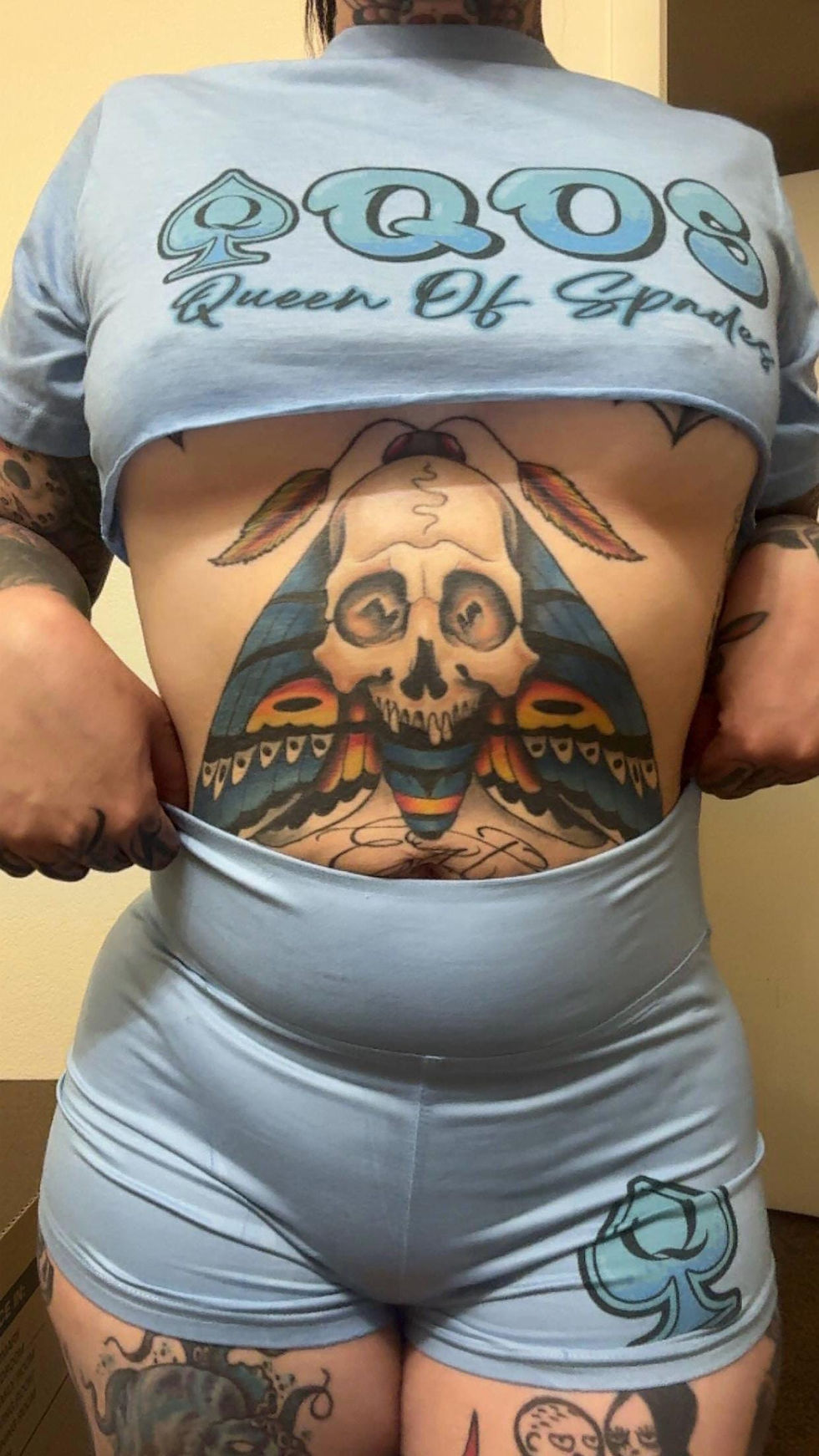 Thumbnail: QoS V-Neck Shirt with Queen of Spades Symbol - Shirt Only, get matching yoga sho
