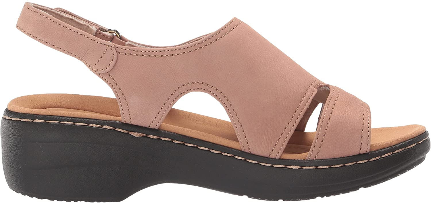 Clarks Merliah Style Heeled Sandal, Sand Leather, 7 Wide