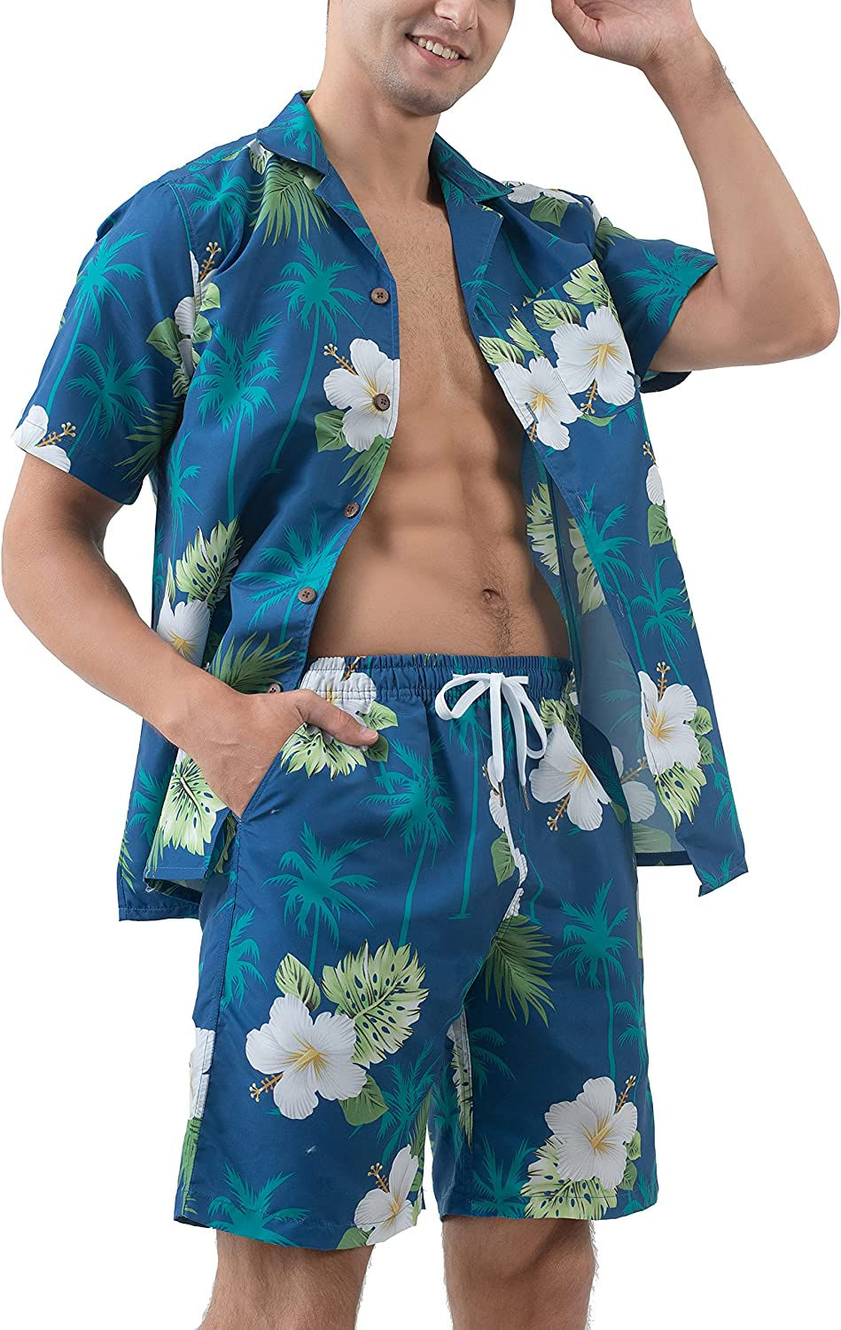 Miniature : Year In Year Out Hawaiian Shirts and Shorts Sets for Men Regular Fit Casual Haw