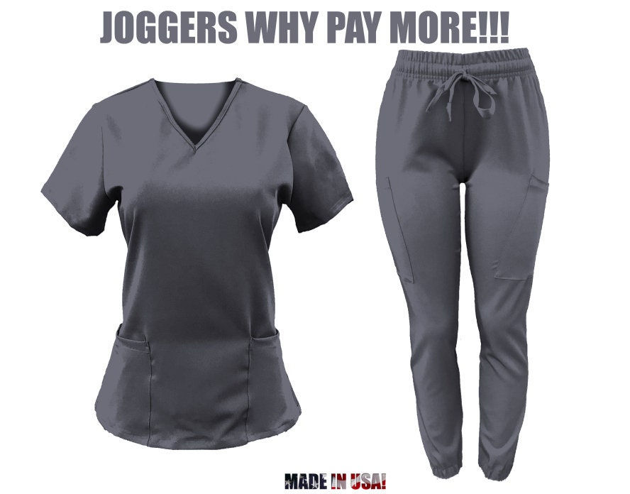 Thumbnail: Women's Super Soft SLIM Skinny Fit ATHLETIC JOGGER Scrubs Set Made In Usa